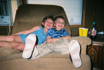 Trevor with his big sister Jessey before he started Adderall.